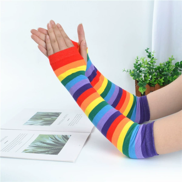 Rainbow sleeves, gloves