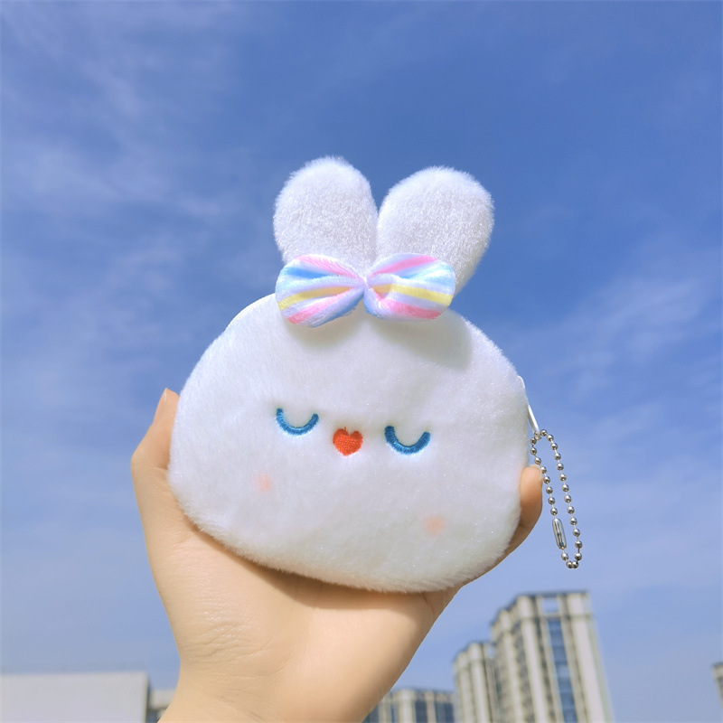 Women's Animal Plush Bowknot Zipper Kids Wallets display picture 5