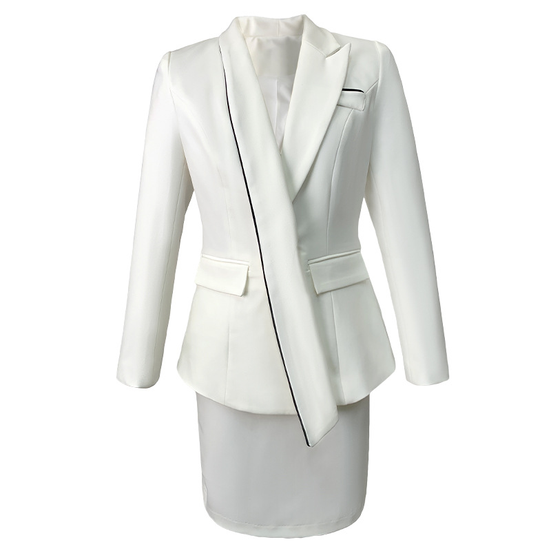 Set công sở nữ áo vest blazer và chân váy hai mảnh kiểu mới — Màu trắng
