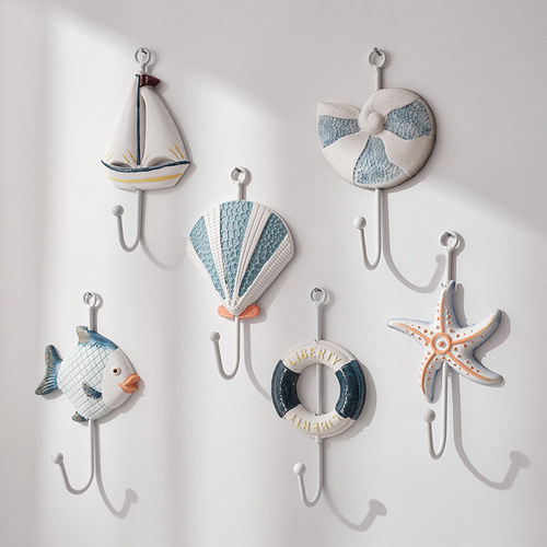 Mediterranean style hooks for coats and hats, wrought iron hooks, wall hanging racks, door hanging coat hooks, wall home decorations