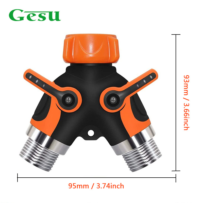 3/4 "tipo Y conector de plástico de dos vías conector recubierto de tornillo estándar Americano 6 puntos agua de riego válvula de cierre conector de tubería de agua
