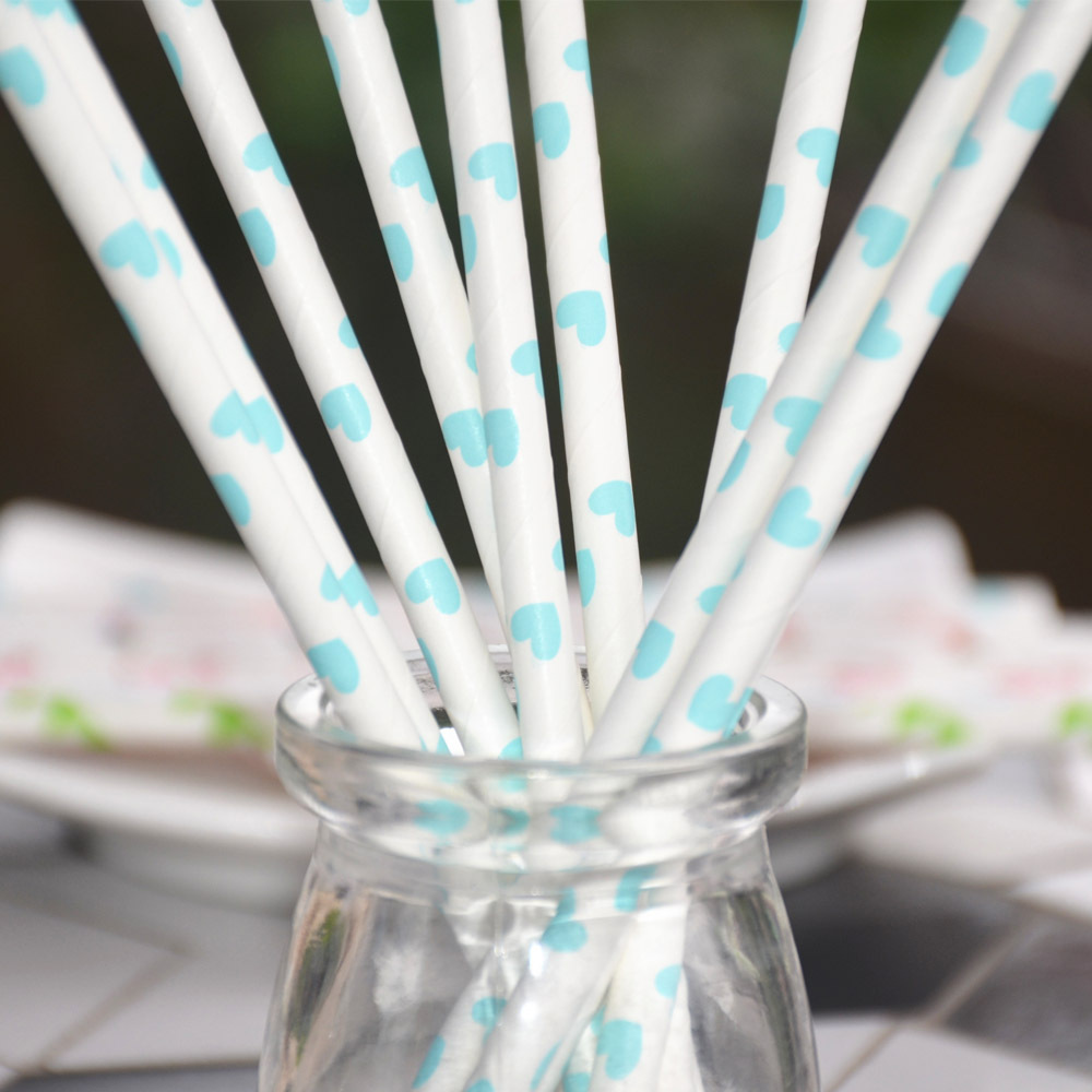 Jugo desechable bebida fría arte mezclado lindo creativo bebida de papel color de paja larga (25 piezas)