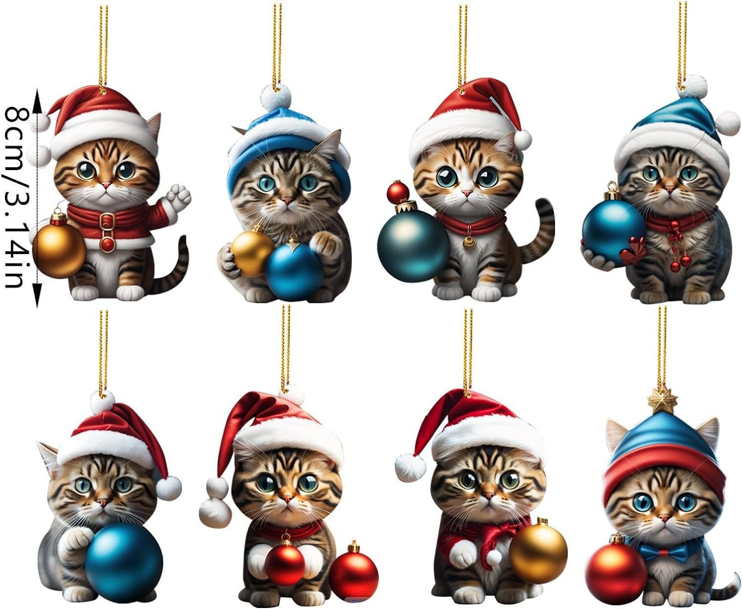 Cruzar la frontera nueva Navidad creativo lindo gato Navidad casa árbol de Navidad decoraciones acrílico colgante plana