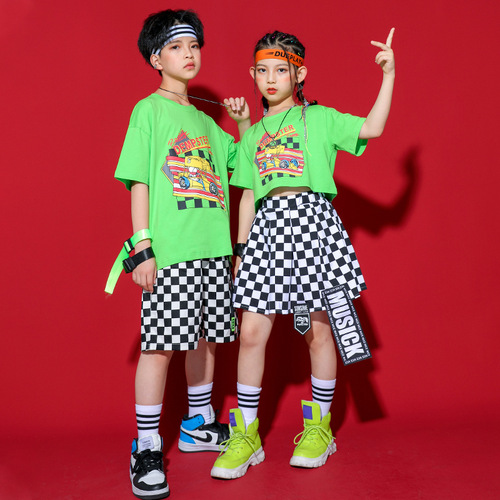 Children's Street Dance Suit Set for Boys, Stylish for the Dragon Boat Festival Children's Performance, Hip-Hop Fashion for Girls' Fashion Show Performance