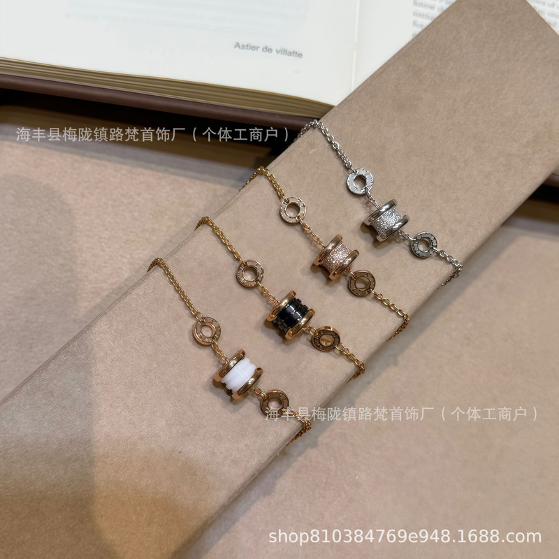 Cnc Precision V Gold Baohome Small Waist 18K Gold Full Diamond Ceramic Little Red Man Thick Gold Plated 925 Sterling Silver Bracelet