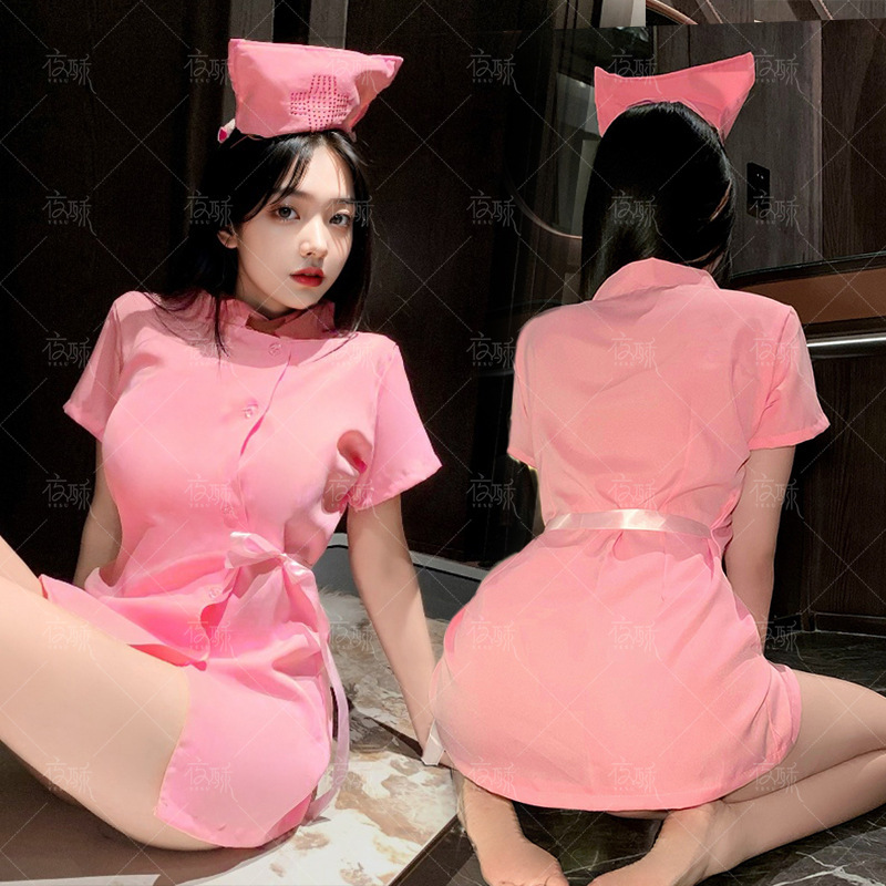 2025 Sexy Lingerie Pink Nurse Outfit Pure Desire Bed Cosplay Sexy Uniform Suit Temptation Role Play