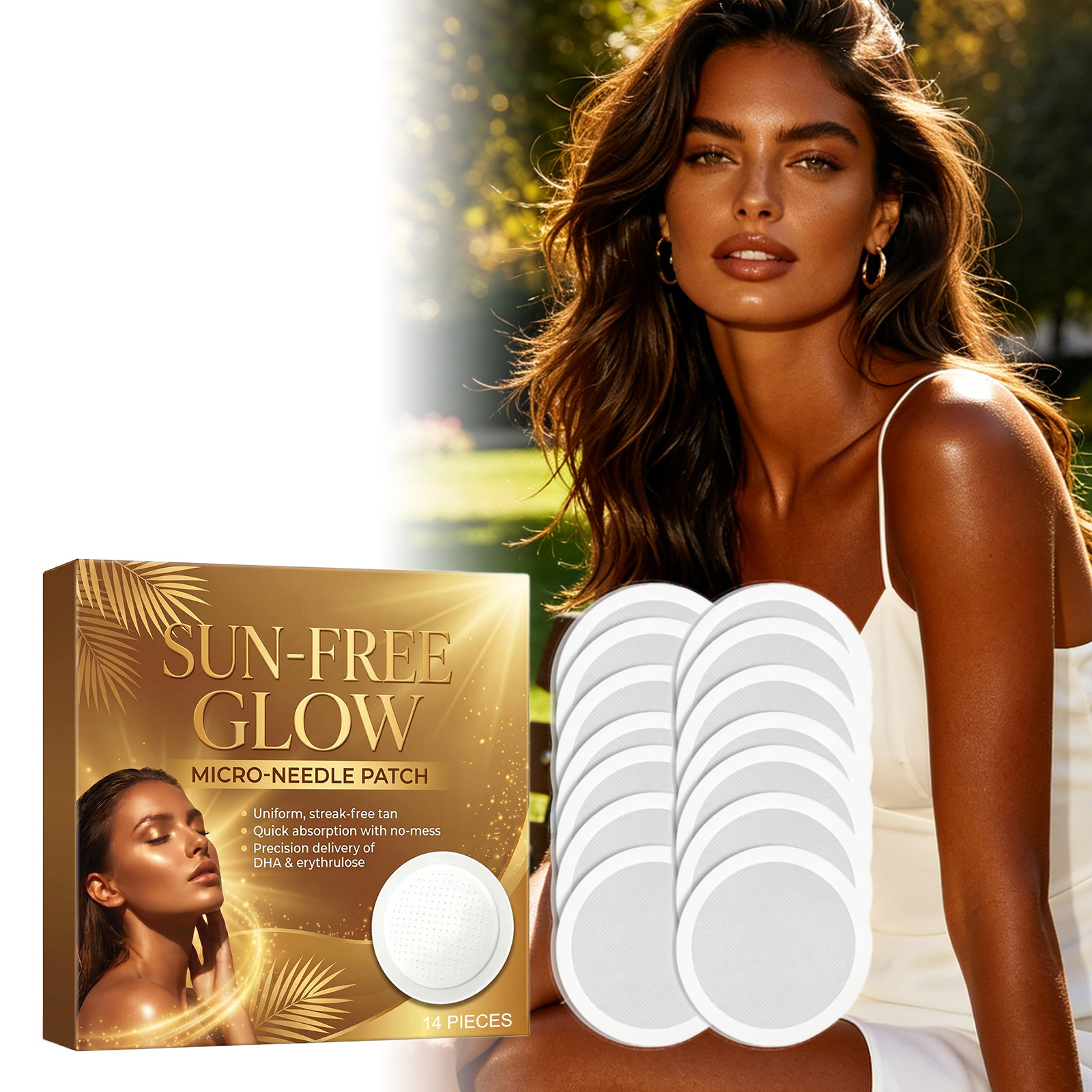 Sunless Tanning Care Patch, Moisturizing and Refreshing, Sunless Natural Bronze Skin Care Patch for Summer Outdoor Use