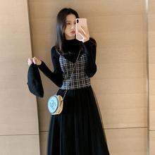 2025年秋冬新款修身针织连衣裙女长袖毛衣裙子两件套装洋气裙子