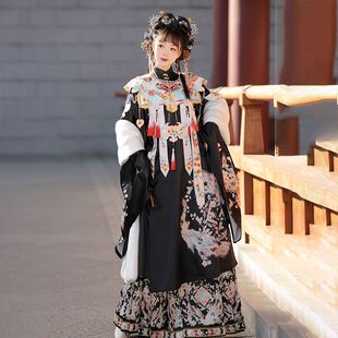 Shangguanying Original [Fengxi] Ming-made Hanfu Vertical Collar Oblique Shirt Heavy Industry Embroidered Cloud Shoulder Horse Face Skirt Full Set