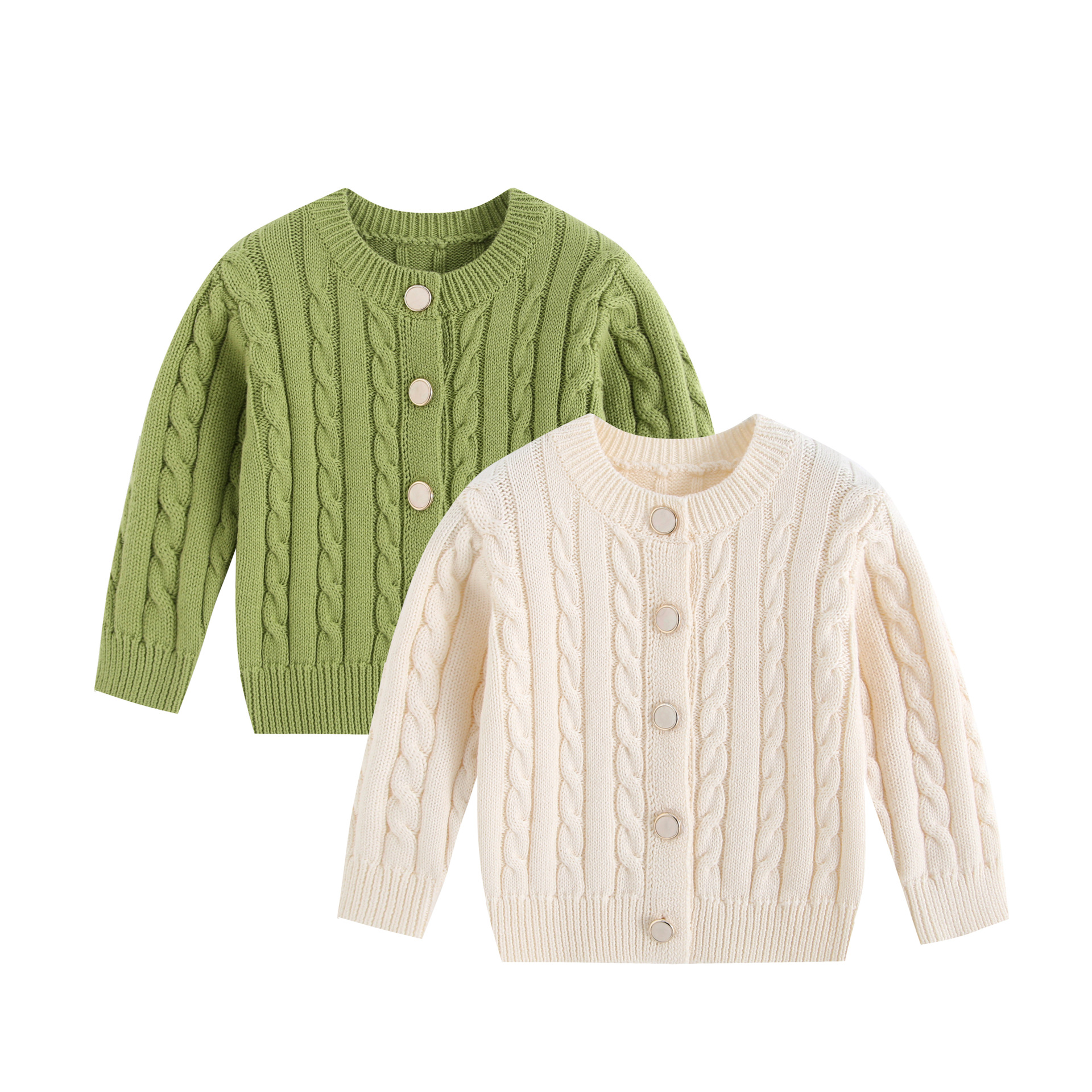 Autumn/Winter Boys' Cardigan, 100% Cotton, Solid Color Outerwear, Suitable for Boys and Girls' Everyday Wear, Knitted Children's Sweater