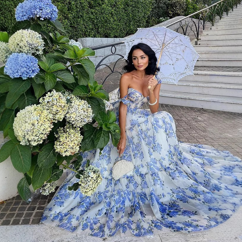 Cross-border New Spring and Summer Shoulder European and American Women's Fashion Organza Fairy Long Elegant Evening Dress dress