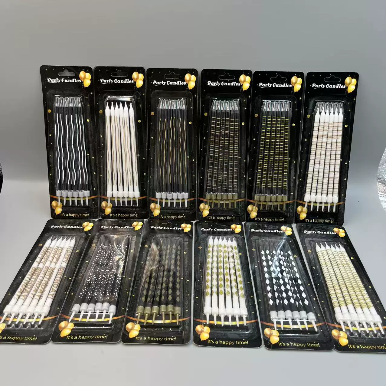 渐变光杆生日蜡烛创意浪漫派对蛋糕烘焙蜡烛个性镀金渐变光杆蜡烛