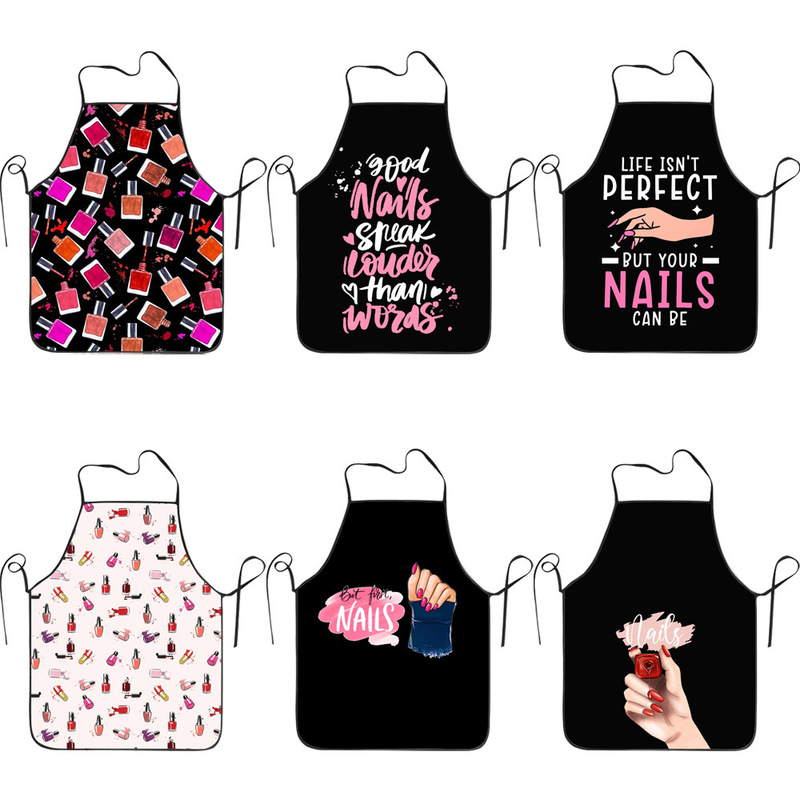 Digital Printing Fashion Manicurist Work Clothes Waterproof and Anti-Fouling Twill Luxury Woolen Apron Housework Apron