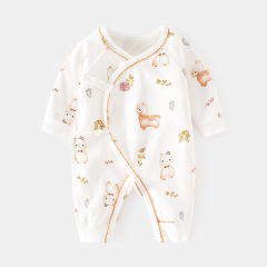 Newborn Bodysuit Autumn Pure Cotton Baby Printed Skeleton-Free Clothing Newborn Monk Robe Baby Spring and Autumn Hairy Bodysuit