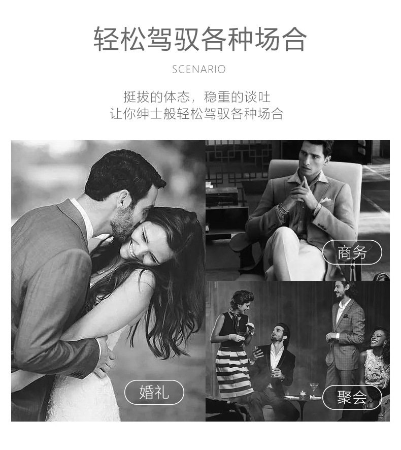Bộ vest nam cổ đứng dáng ôm co giãn, áo khoác vest công sở tay dài — Màu đen chi tiết 5