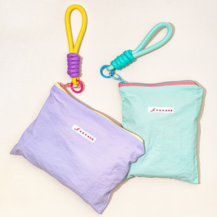 Cosmetic Bag Portable Going Out Thin Macaron Color Contrast Lipstick Cosmetic Storage Bag High Color Value Simple Zipper Bag