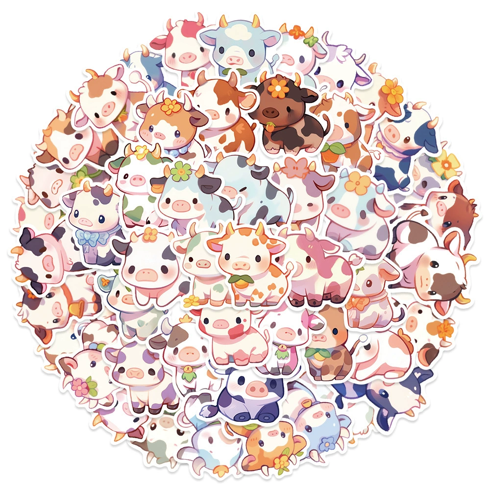 50 мультяшных радужных наклеек на телят милые ins граффити водостойкая декоративная чашка для воды компьютер мобильный телефон наклейки с коровой