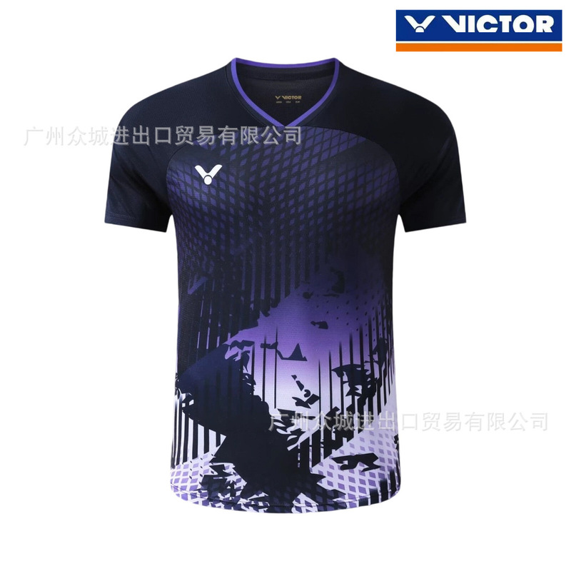 新しいスタイルの勝利バドミントンユニフォーム半袖男性と女性の高見え速乾スポーツウェアTシャツ競技チームユニフォームジャージプリント|undefined