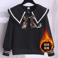 Women's Sweatshirt Winter Outfit New Children's Apparel Elementary School Student Fleece Sweatshirt Trendy Large Children Autumn/Winter Thick Warm Top