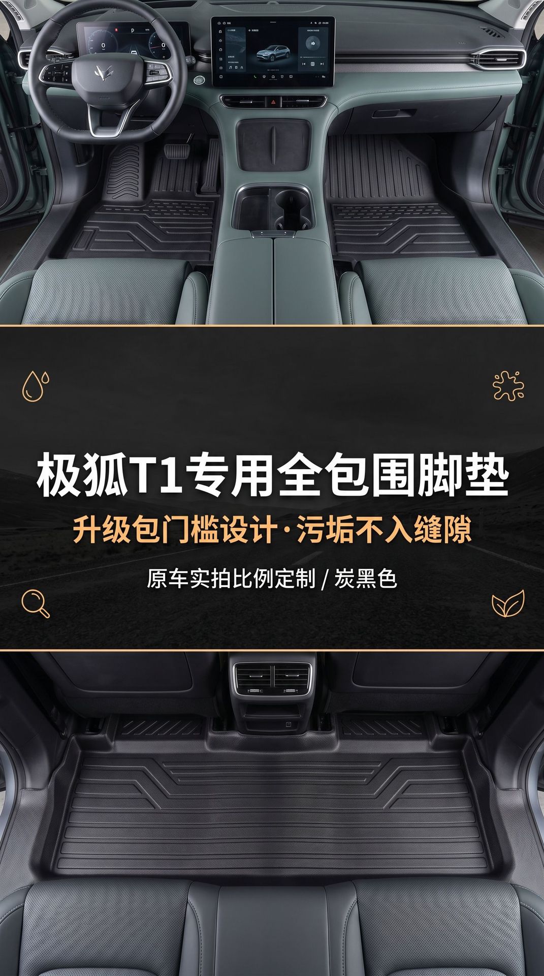 Tpe Floor Mats Specifically for the Arcfox T1 Model, Waterproof and Dustproof Car Interior Accessories, All-Season Tpe Floor Mats