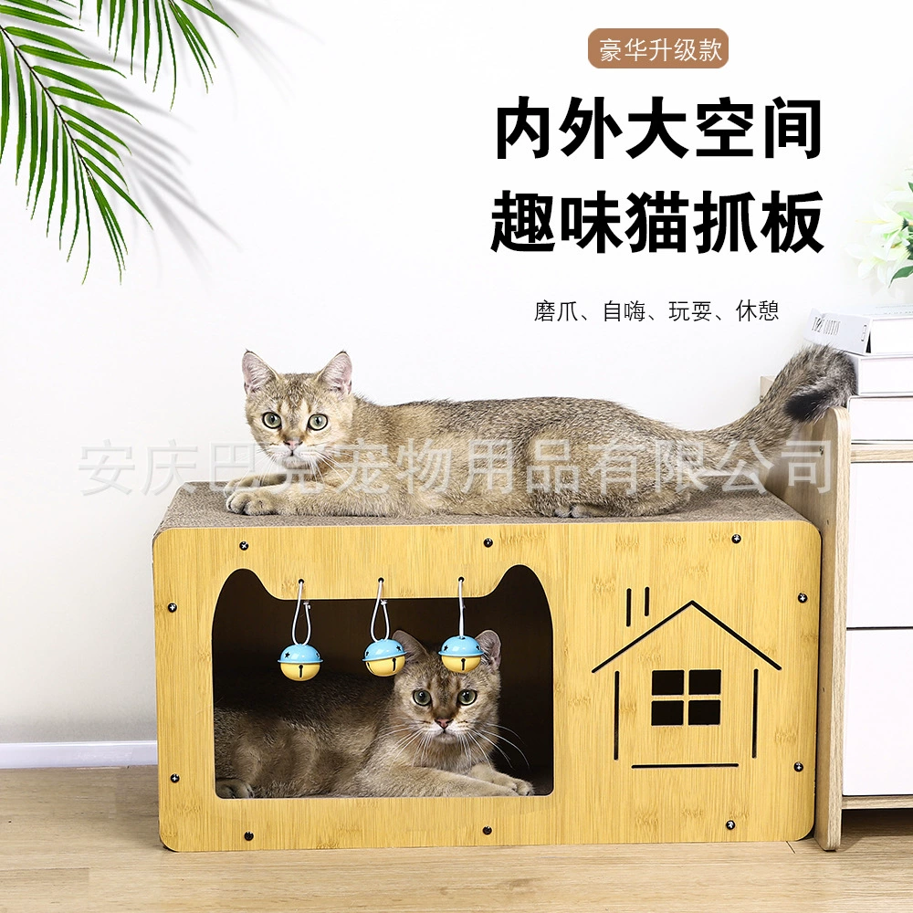 Кошачье гнездо кошачья Когтеточка Кошкин дом Вертикальная деревянная двухслойная вилла для кошек с шлифовальными когтями Артефакт Игрушка для кошек