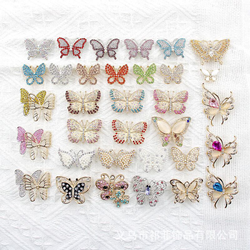 Crocs Shoe Charms Butterfly Ornaments Decorative Three-Dimensional Super Shiny Rhinestone Cat's Eye Stone Alloy Diamond Wholesale