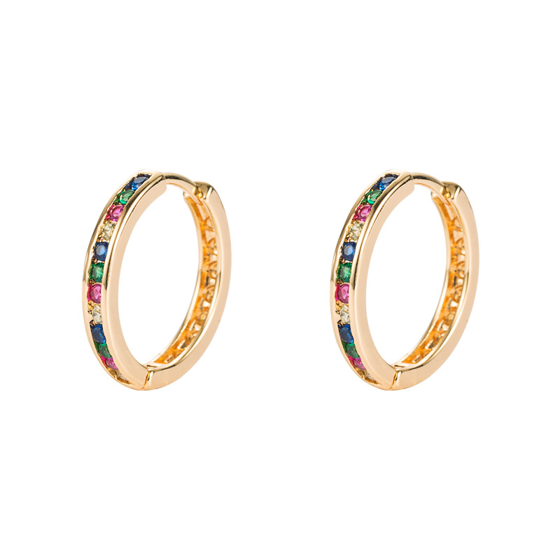 Diamond Colorful Small Circle Earrings display picture 6