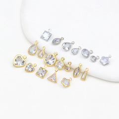 14K包金鋯石包邊鑲嵌帶吊小吊墜鍍真金水滴 diy手工耳飾吊墜D96