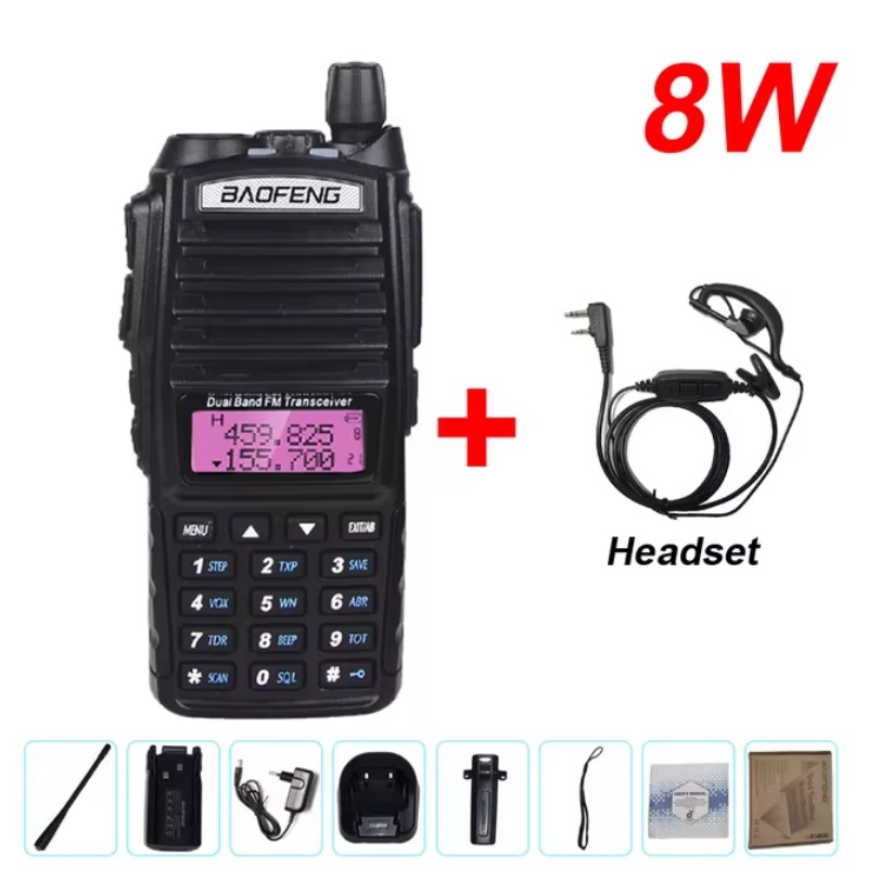 Walkie-talkie Baofeng UV82 de doble transmisor, 5W/8W de alta potencia, para exteriores, de largo alcance, con puerto Tipo-C, fabricante transfronterizo, venta al por mayor