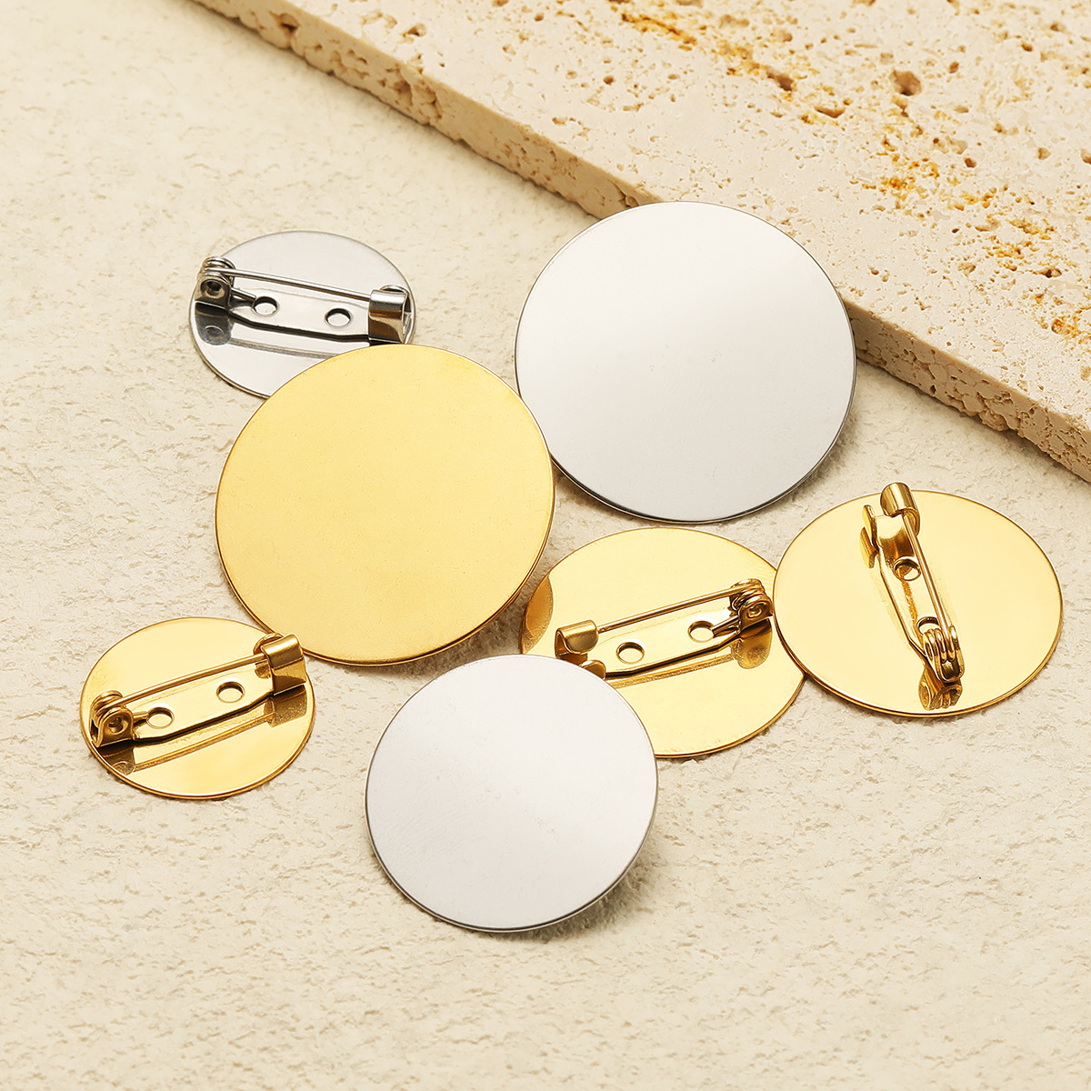 16g Weight Brooch Base Jewelry Making Type Tray Classification 10 PCS/Package 304 Stainless Steel Solid Color Brooch Base Tray