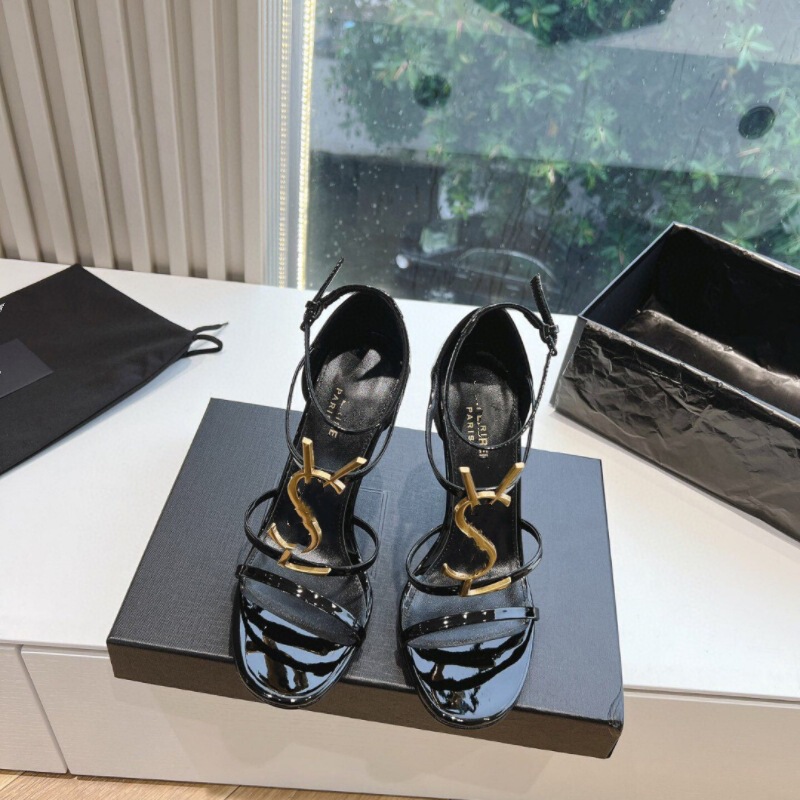 Yangshulin Same Style One-Strap Sandals for Women 2025 Summer Versatile Open-Toe Metal Heel Sexy Hollow Versatile High Heels