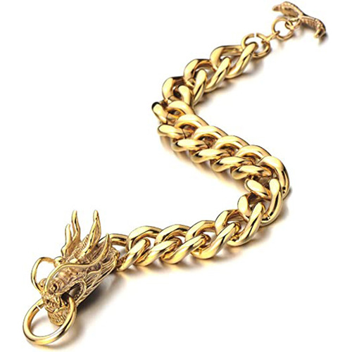 Longrui Cross-border Bestselling Retro Fashion Dragon Bone Chain Bracelet for Men Chain Style Dragon Bone Bracelet Wholesale Bracelet