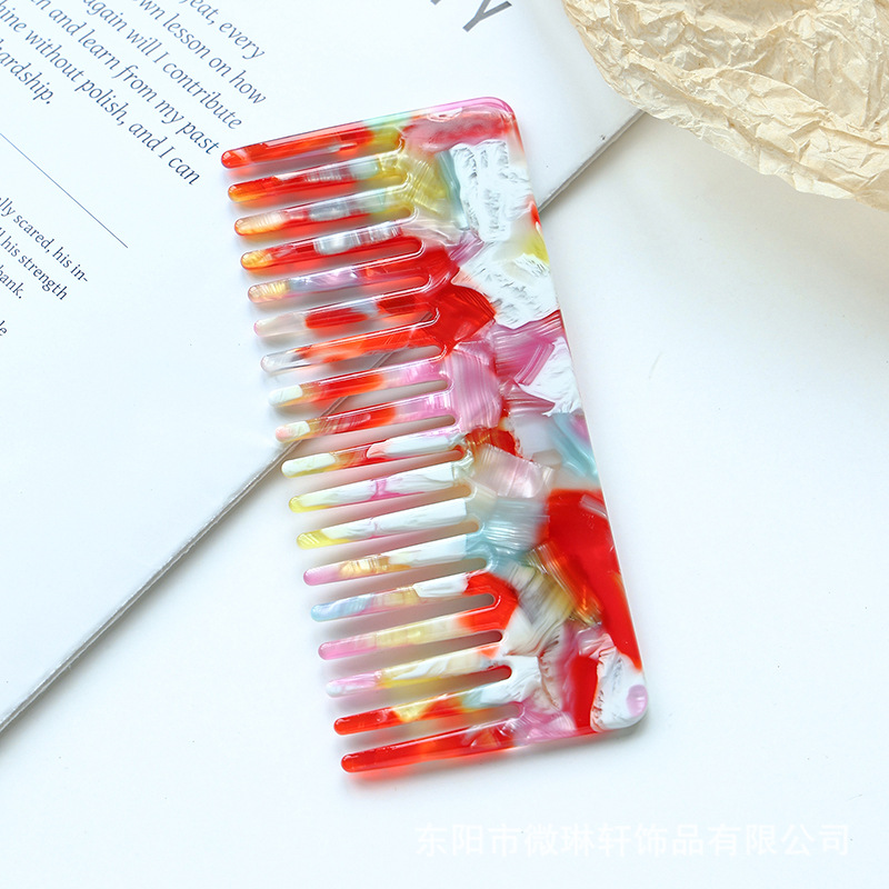 아세테이트 사각 빗 11.7cm 벚꽃 핑크