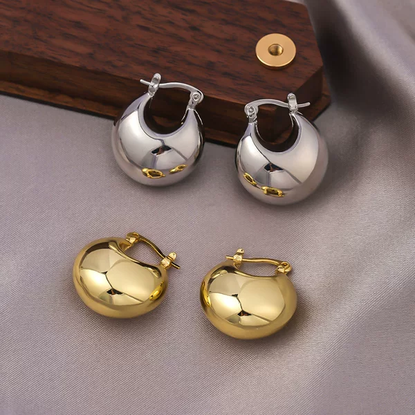 Water Drop Earrings Cross-Border European and American Style Earrings Niche Design Ins Style Heavy Retro Earrings Copper Material Does Not Fade