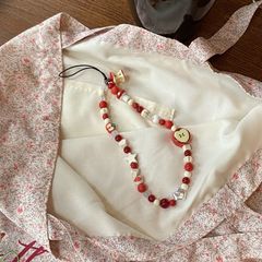 夏日清新串珠手機鏈鑰匙扣 手工串珠可愛表情包ccd掛件裝飾