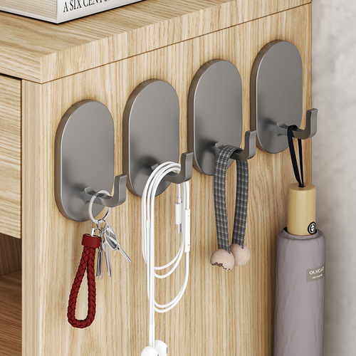 New punch-free space aluminum hook self-adhesive multifunctional kitchen bathroom storage single hook wall hanging clothes hook