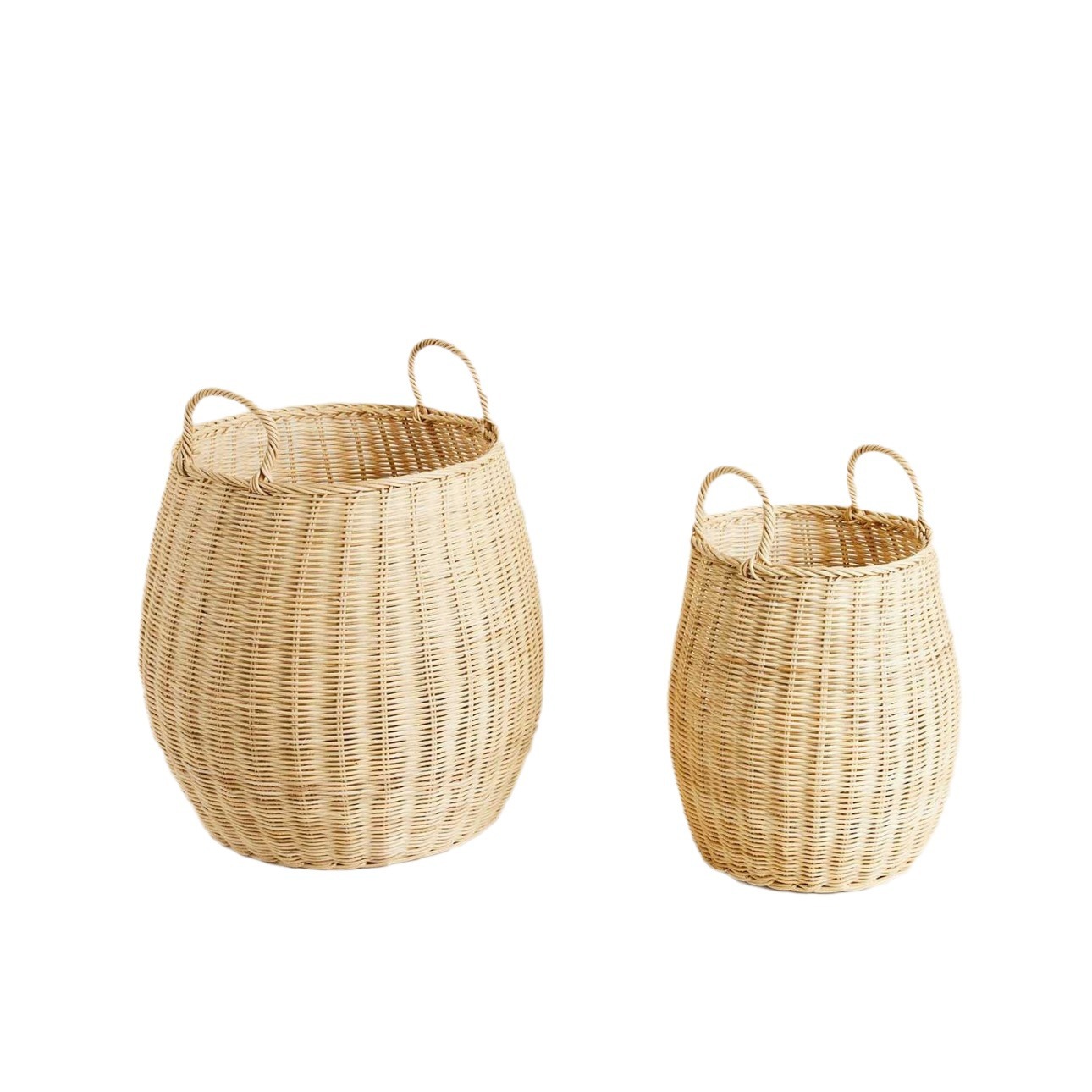 Cesta de almacenamiento redonda de ratán natural estilo americano para juguetes, ropa y artículos diversos, adecuada para ventanas y salas de estar.