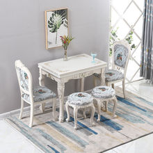 餐桌家用小户型 简约现代玻璃实木折叠餐桌长方形 欧式餐桌椅组合