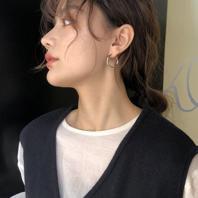 서클 폭발 실버 핀 귀걸이 여성용 한국 우아한 인터넷 인기 콜드 스타일 하이 레벨 모든 매치 링 귀걸이