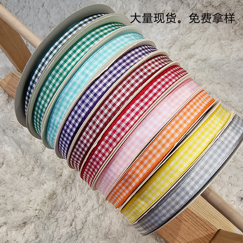 En stock al por mayor Plaid cinta pastoral estilo hecho a mano accesorios para el cabello cinta flor caja de regalo embalaje cinta arco Accesorios