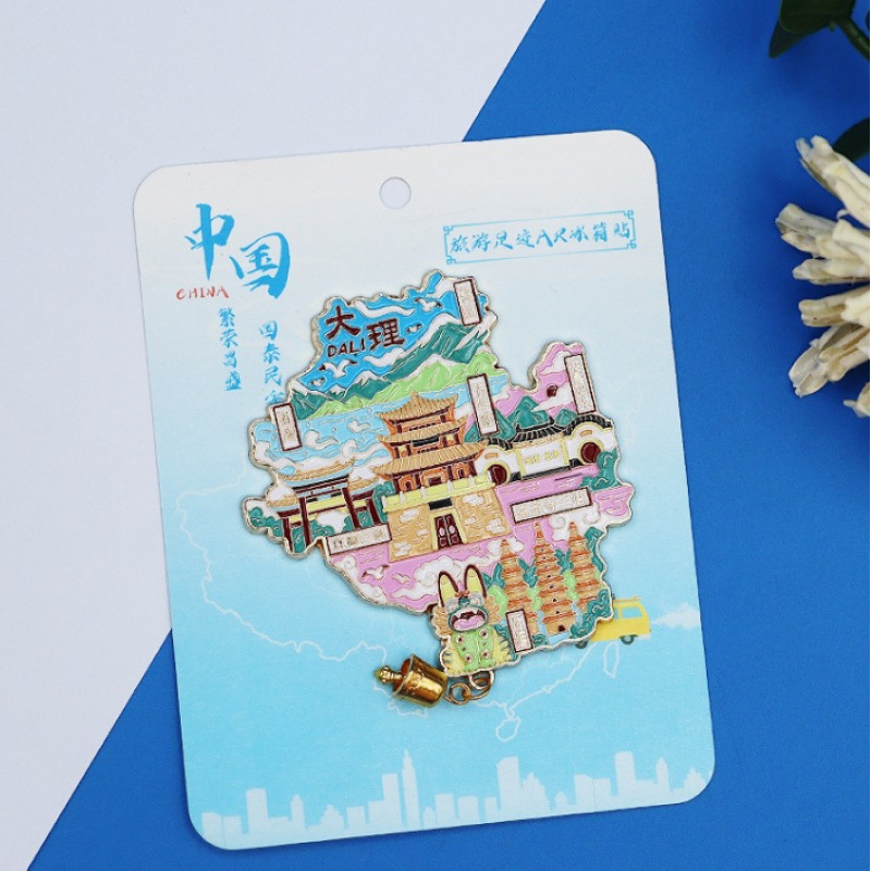 合金地图冰箱贴全国著名景点旅游文创国潮金属城市打卡冰箱贴批发|undefined