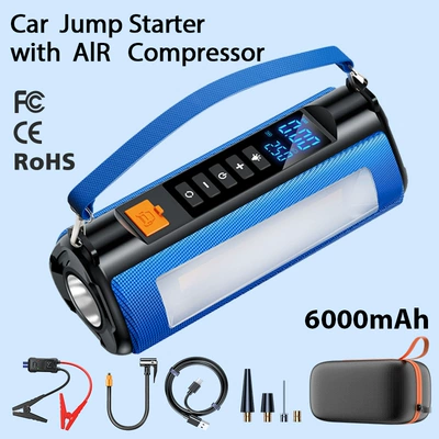 [Ts03] Cross-Border Car Emergency Jump Starter and Air Pump All-In-One Multifunctional Power Bank Ignition Device (Hava nasosu) - ts03c-eva-package-all-in-one-machine-standard-6000mah-english-version