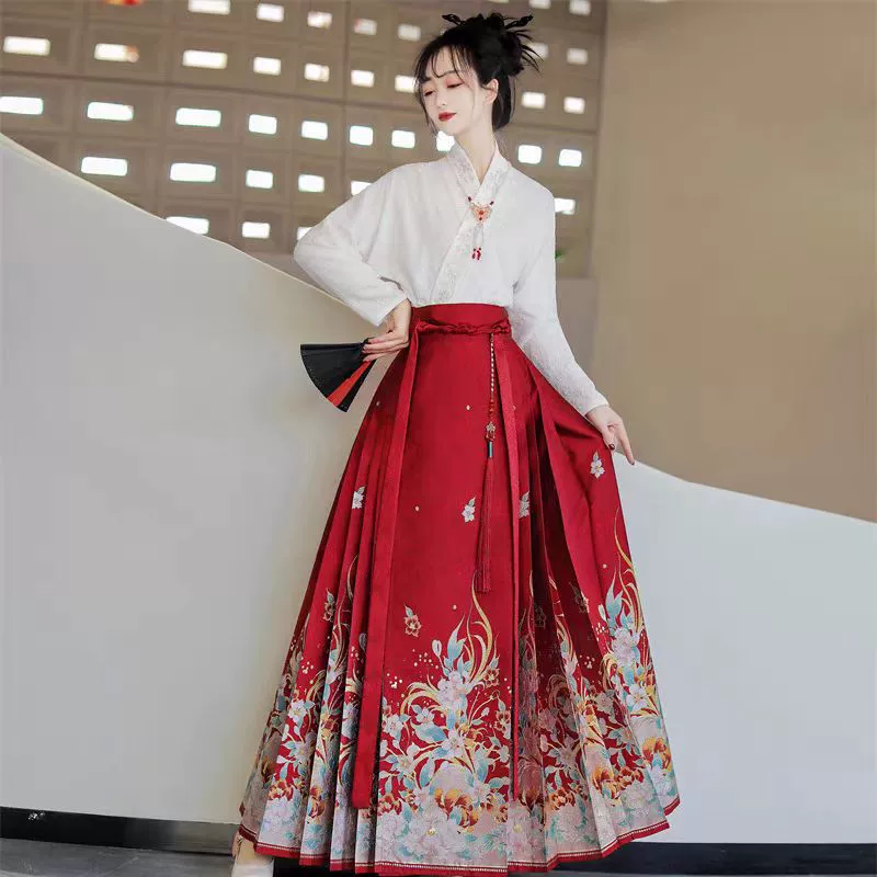 2024 новые осенние цветы, как парча, юбка с конским лапшой