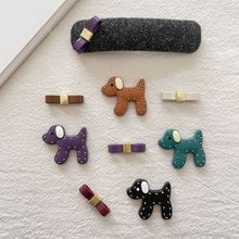 韩国爆款双层线条小狗高级感蝴蝶结合金贴片diy发卡头饰鞋包配件