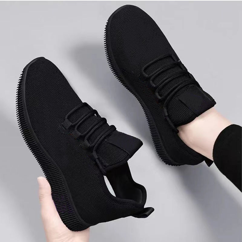 Black lightweight non-slip breathable shoes