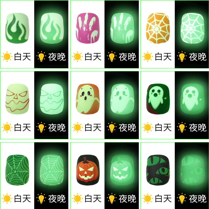 Luz de uñas para niños Una pieza de Halloween en forma de tira en caja fábrica de uñas portátil al por mayor