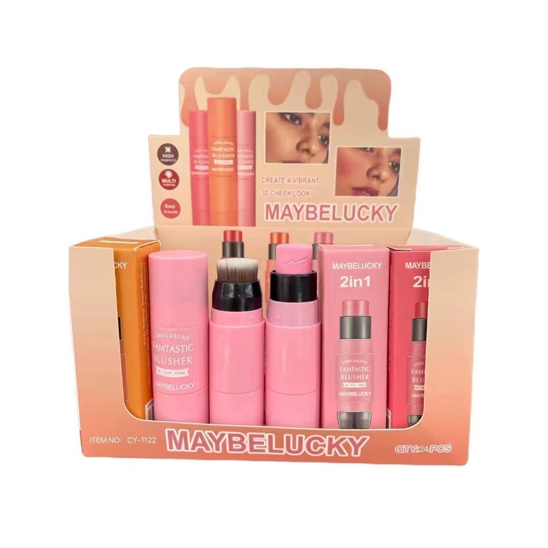 Transfronterizo dos en uno se ruboriza palo suave rubor crema reparación colorete rubor crema natural mate