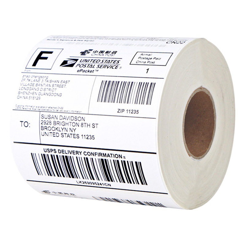 Papel térmico para etiquetas 100*150 mm, a prueba de agua, aceite y vapor, adhesivo para envíos