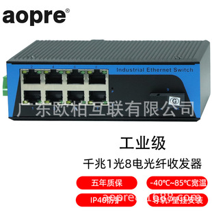 Aopre (Ober Interconnected) T618G Industrial Grade Gigabit 1 Optical 8 Electrical Poe Fiber Optic Transceiver Rail Dual Power Supply