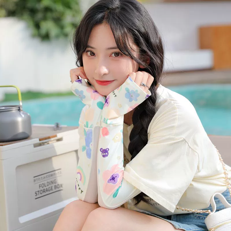 UPF50 + рукав из ледяного шелка, женская летняя Защита от солнца, ледяной рукав, дышащая защита от ультрафиолета, защита рук для верховой езды, прохладный и приливный